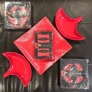 Dining Serving Plates w/ Chopsticks Rest Sets Sushi appetizer sauces